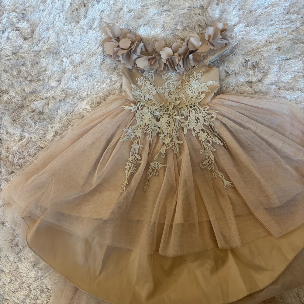Charming Floral Kids Dress in Cream